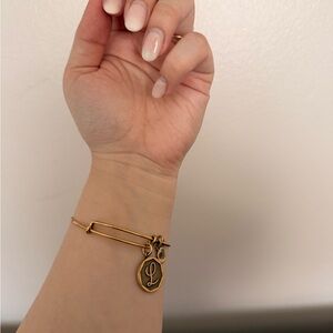 ALEX & ANI Initial “L” Gold Charm Bangle Bracelet